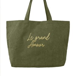 Sac cabas velours côtelé "Le grand amour"