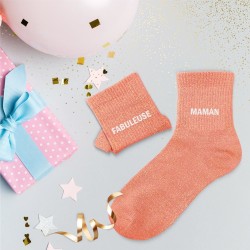 Chaussettes à paillettes duo Fabuleuse et Maman