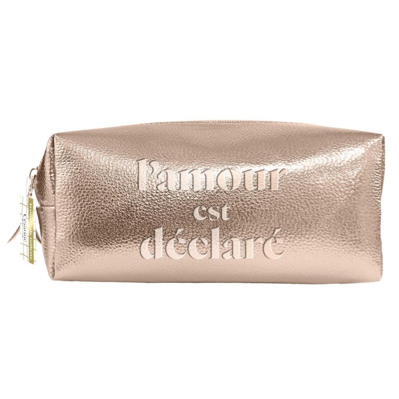Trousse de toilette metal rose dore