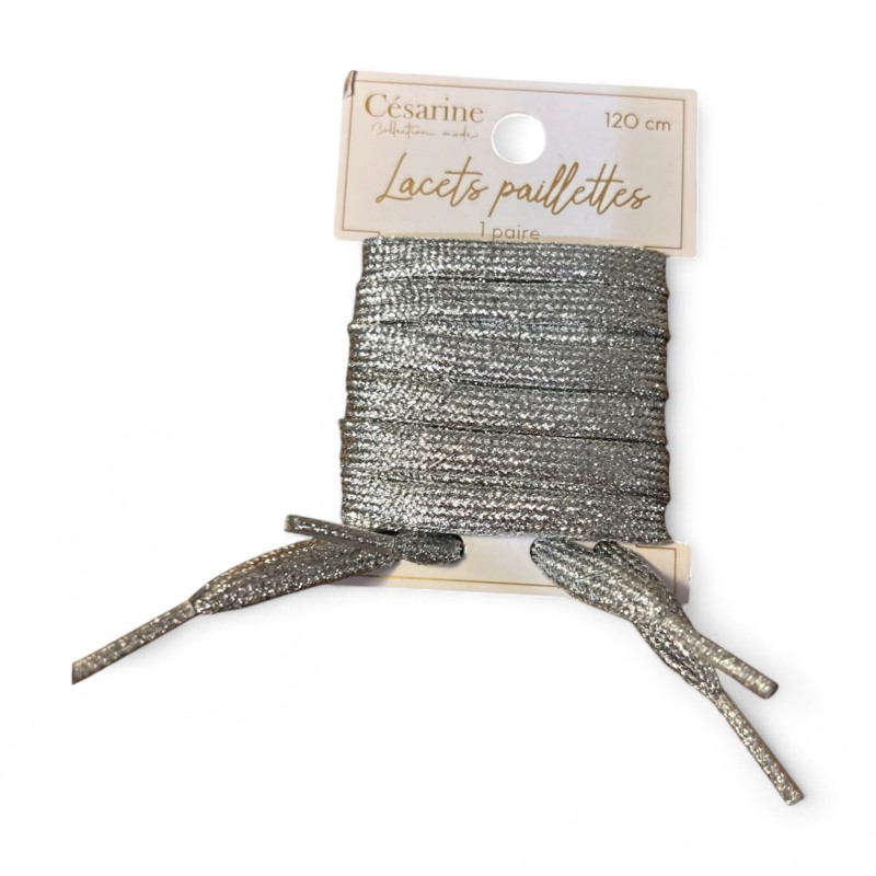 Lacets argentés paillettes Lacets argentés paillettes