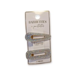 Barrettes à paillettes argentées