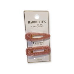 Barrettes rose paillettes