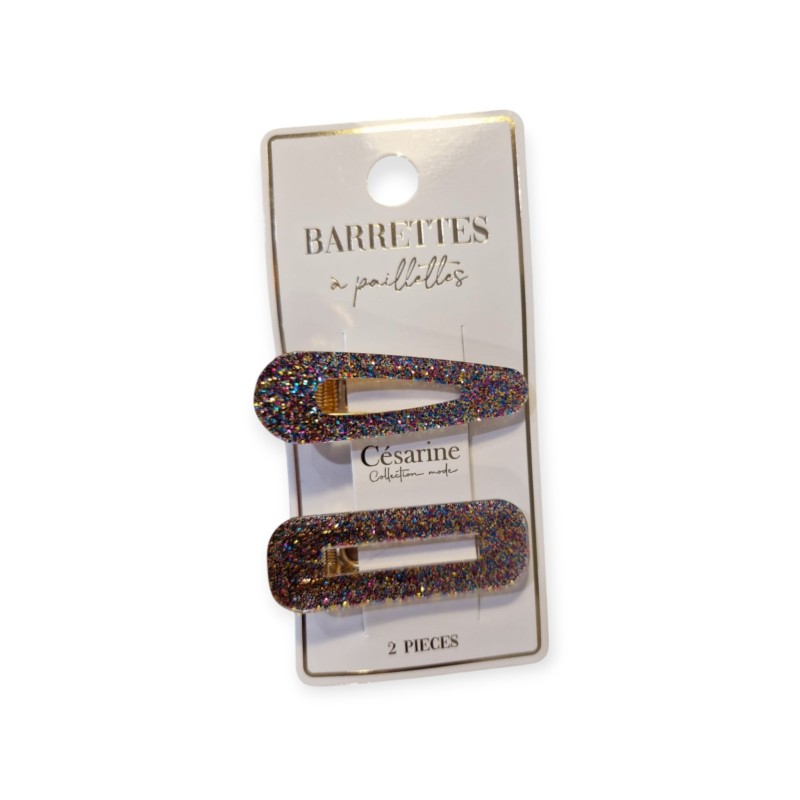 Barrettes à paillettes multicolore