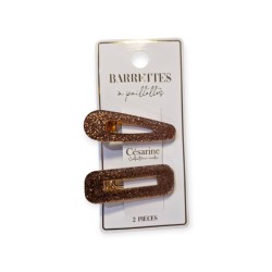 Barrettes à paillettes marron