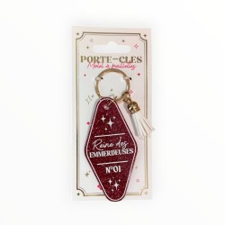 Porte-clés à paillettes "Reine des Emmerdeuses"