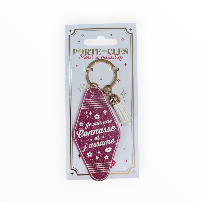 Porte-clés à paillettes "Je suis une connasse et j'assume" Porte-clés à paillettes "Je suis une connasse et j'assume"