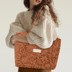 Sac cabas velours côtelé "Good Vibes"
