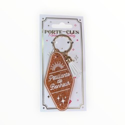 Porte-clés à paillettes "Pétillante de Bonheur"