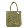 Sac matelassé brodé vert kaki "good vibes"