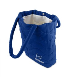Sac matélassé brodé bleu électrique "petit bonheur"
