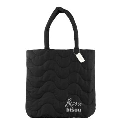 Sac matelassé brodé noir “bisou bisou”