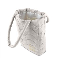 Sac matelassé brodé gris "amore amore"
