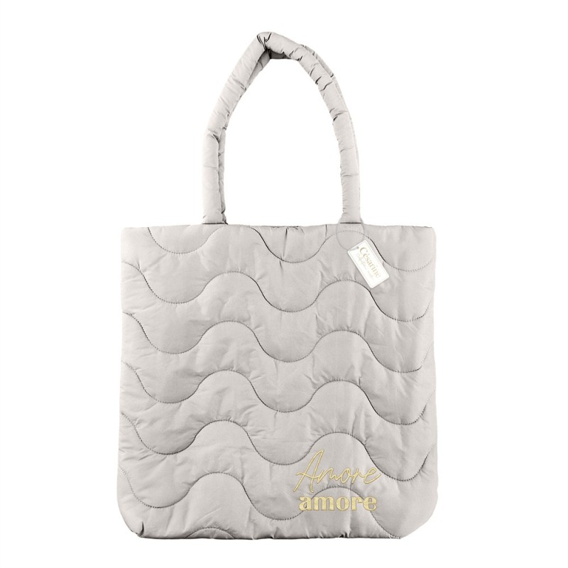 Sac matalassé brodé gris "amore amore"