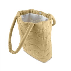 Sac matelassé brodé beige "petit bazar"