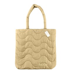 Sac matelassé brodé beige "petit bazar"