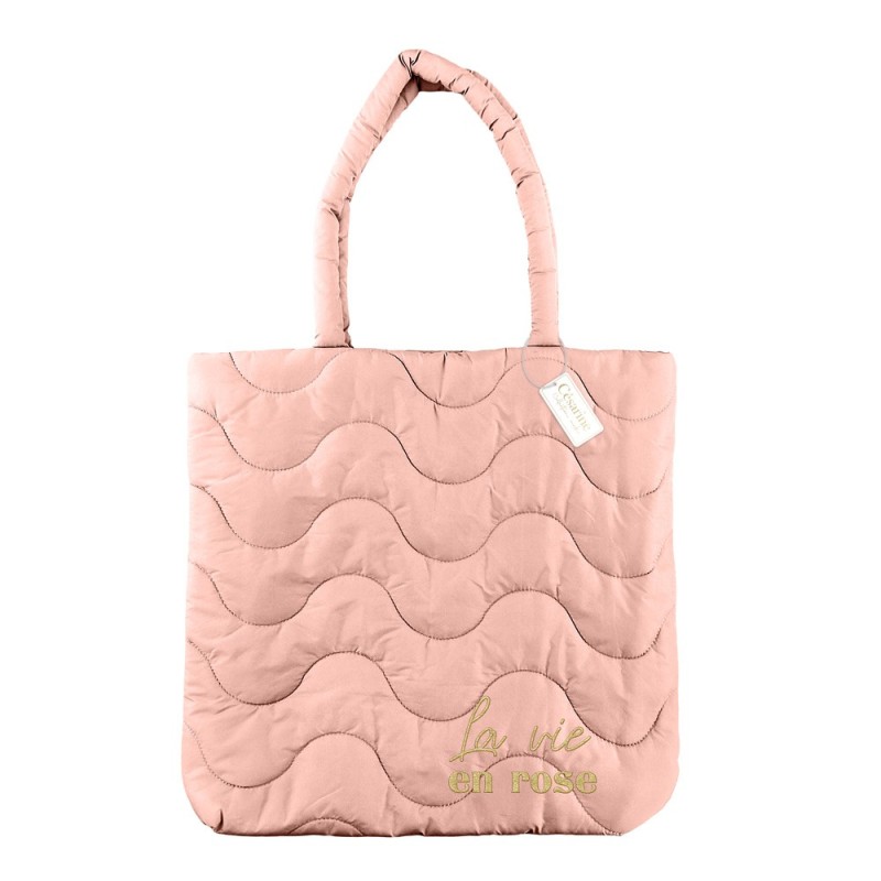 Sac matalassé brodé rose "la vie en rose"