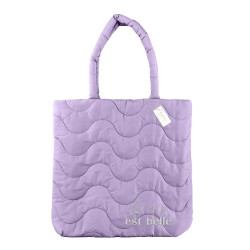 Sac matelassé brodé lila "la vie est belle"