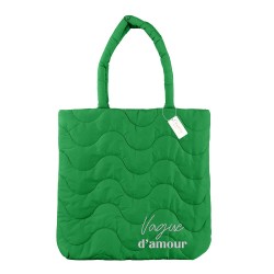 Sac matelassé brodé vert "vague d'amour"