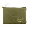 Pochette matelassée brodé kaki “good vibes”
