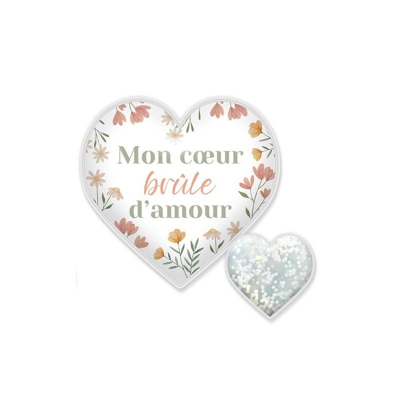 Chaufferette de poche Cœur "Mon cœur brûle d’amour"