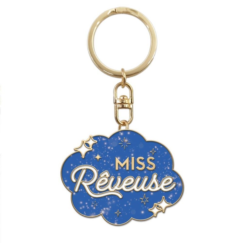 Porte-clés métallique bleu Miss Rêveuse