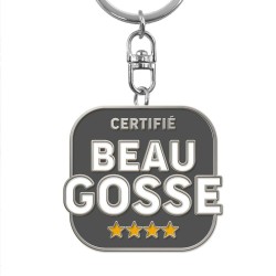 Porte-clés métallique gris Certifié Beau Gosse