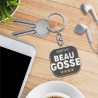 Porte-clés métallique gris Certifié Beau Gosse