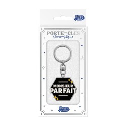 Porte-clés métallique noir Monsieur Parfait