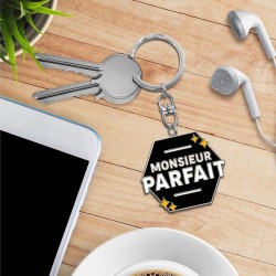 Porte-clés métallique noir Monsieur Parfait