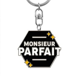 Porte-clés métallique noir Monsieur Parfait