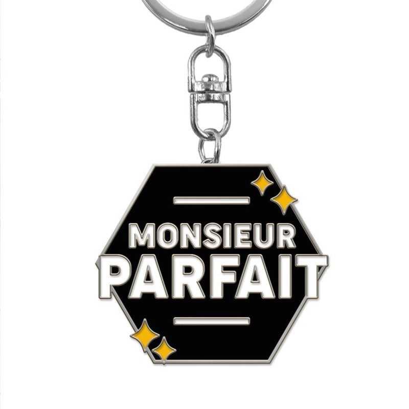 Porte-clés métallique noir Monsieur Parfait