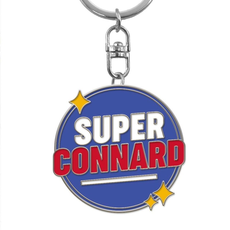 Porte-clés métallique "Super Connard"