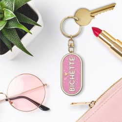 Porte-clés métallique rose Bichette