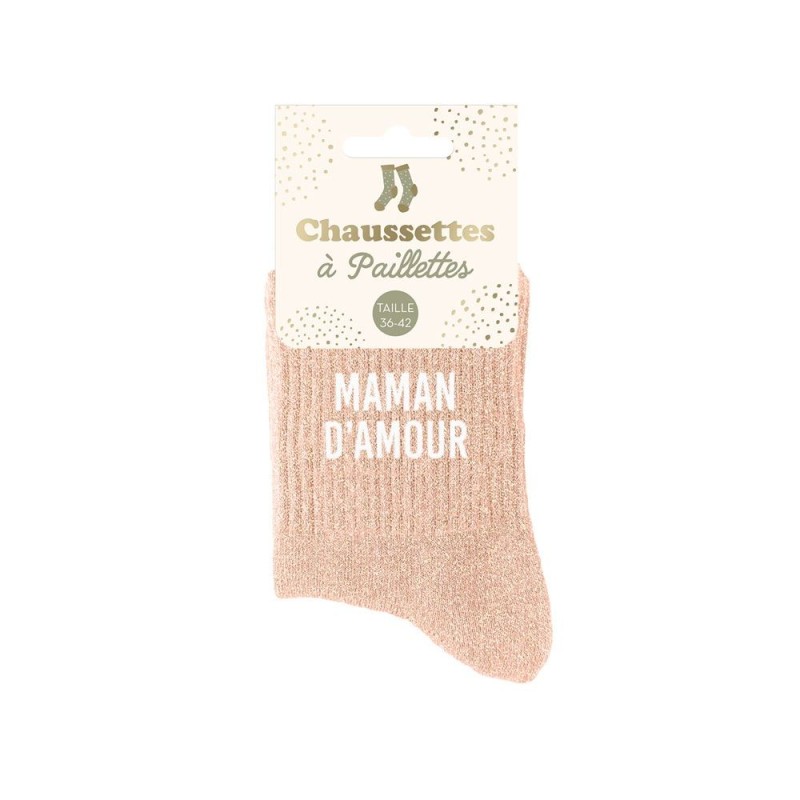 Chaussettes à paillettes maman d'amour