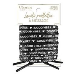 Lacets a paillettes message good vibes