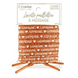 Lacets à paillettes message Loveuse