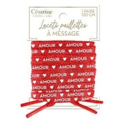 Lacets à paillettes message Amour