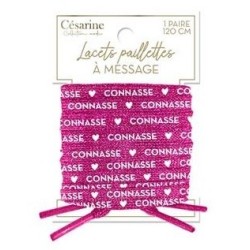 Lacets à paillettes message Connasse