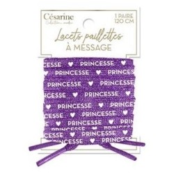 Lacets à paillettes message Princesse