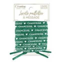 Lacets à paillettes message Chanceuse