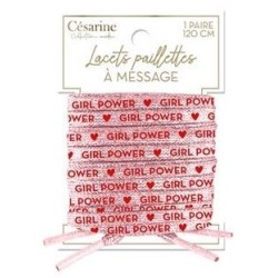 Lacets à paillettes message girl power