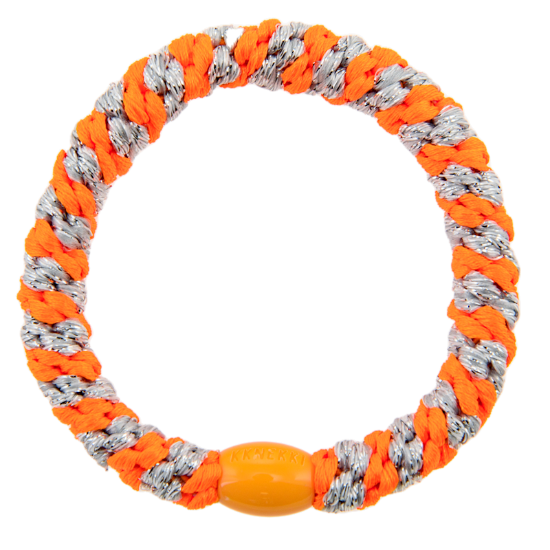 KKNEKKI Neon Orange Silver Glitter Stripe