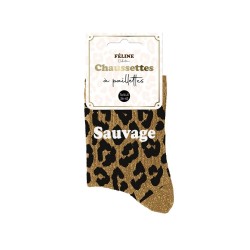 Chaussettes paillettes leopard "SAUVAGE"
