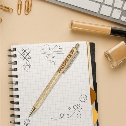 Stylo à paillettes colegue en or