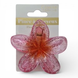 Pince à Cheveux Fleur Rose Pailletée