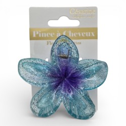 Pince à cheveux fleur bleue étincelante