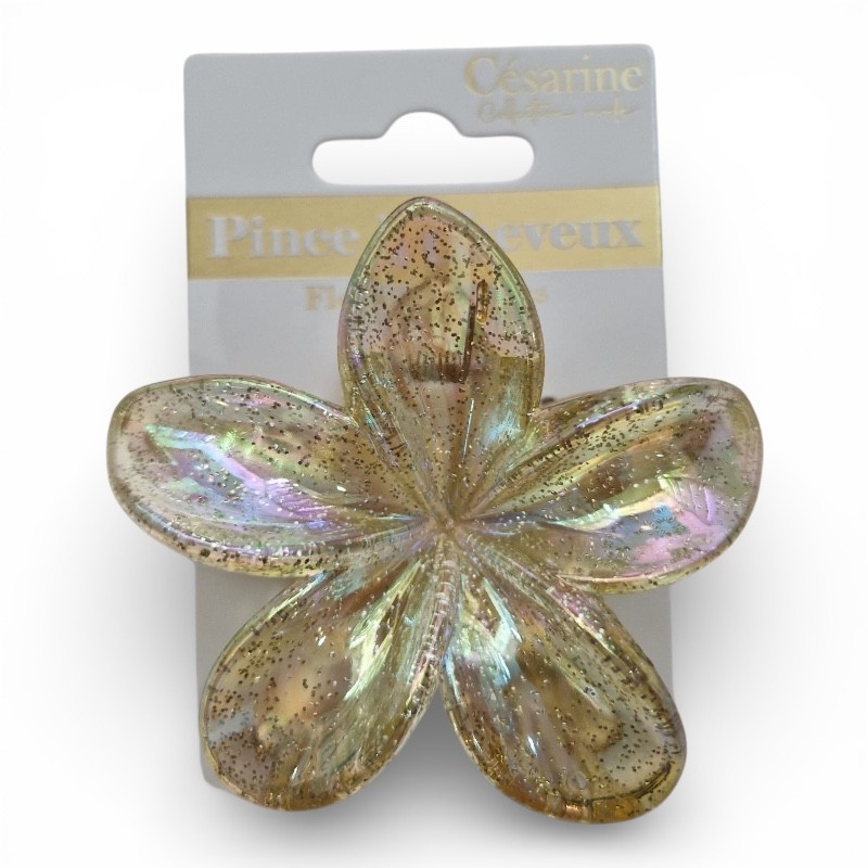 Pince à cheveux fleur dorée étincelante