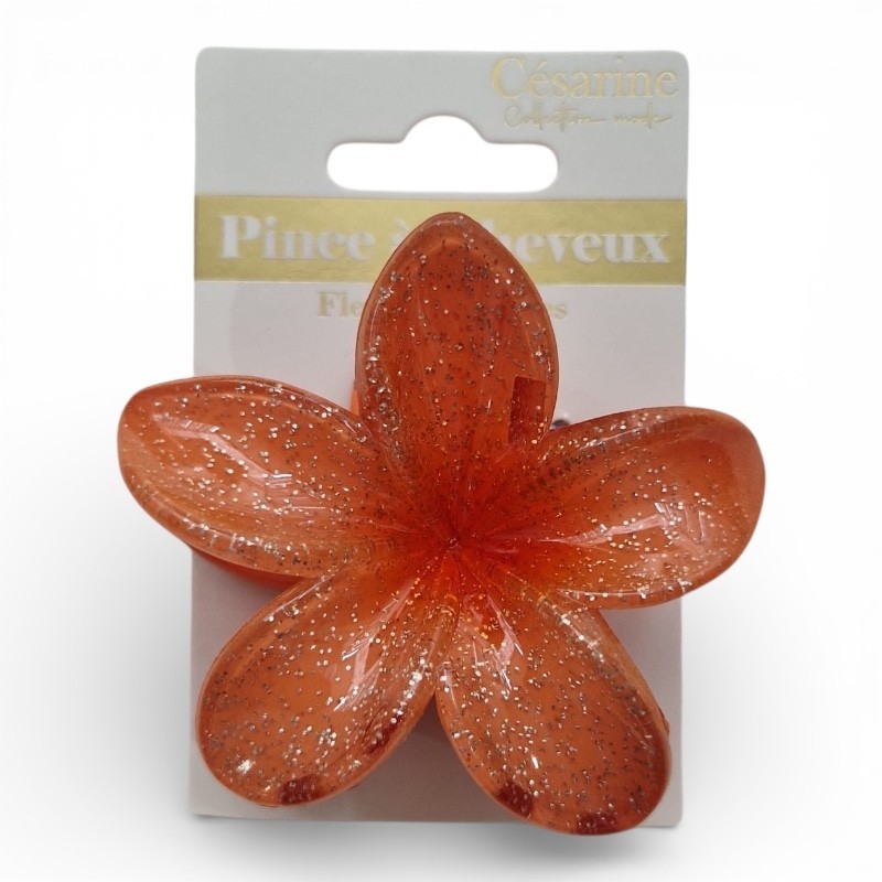 Pince à cheveux fleur orange vitaminée
