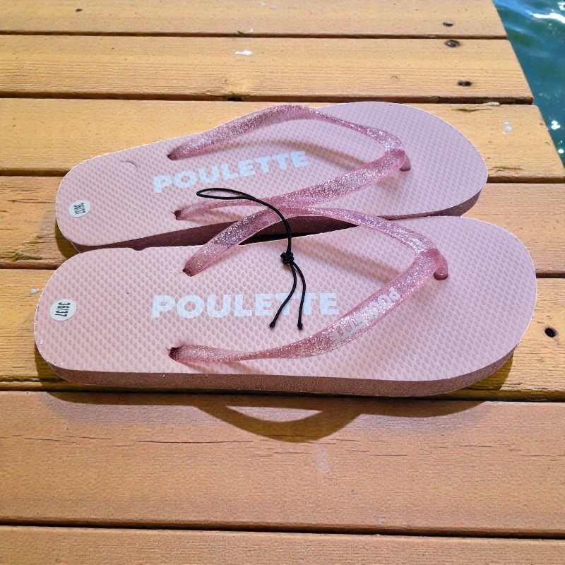 tongs paillettes poulette