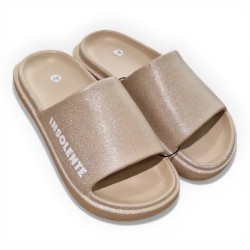 Claquettes à paillettes Insolente beige